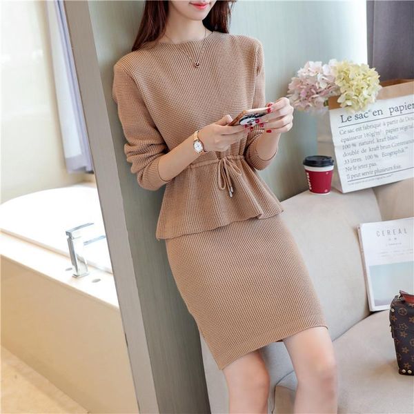 two piece dress women's temperament package hip skirt fashion suit spring and autumn tie with solid color sweater + two-piece, White
two piece dress women's temperament package hip skirt fashion suit spring and autumn tie with solid color sweater + two-piece, White