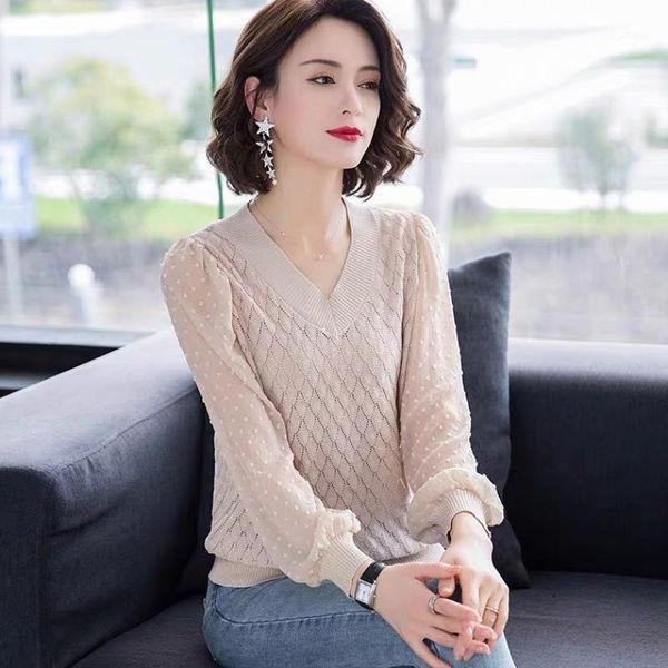 v-neck autumn woman's knit pullovers transparent puff sleeve ladies sweater plus size office style jumpers for women women's sweat, White;black
v-neck autumn woman's knit pullovers transparent puff sleeve ladies sweater plus size office style jumpers for women women's sweat, White;black
