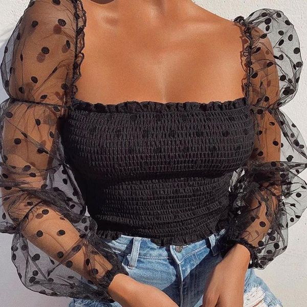 women's blouses & shirts women dots short style blouse slash neck back elastic puff sleeve side pullovers 2021 arrival, White
women's blouses & shirts women dots short style blouse slash neck back elastic puff sleeve side pullovers 2021 arrival, White