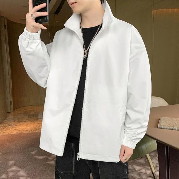 men's jackets men casual jacket streetwear solid color stand collar lightweight oversized loose autumn coat thin 2021, Black;brown 
men's jackets men casual jacket streetwear solid color stand collar lightweight oversized loose autumn coat thin 2021, Black;brown