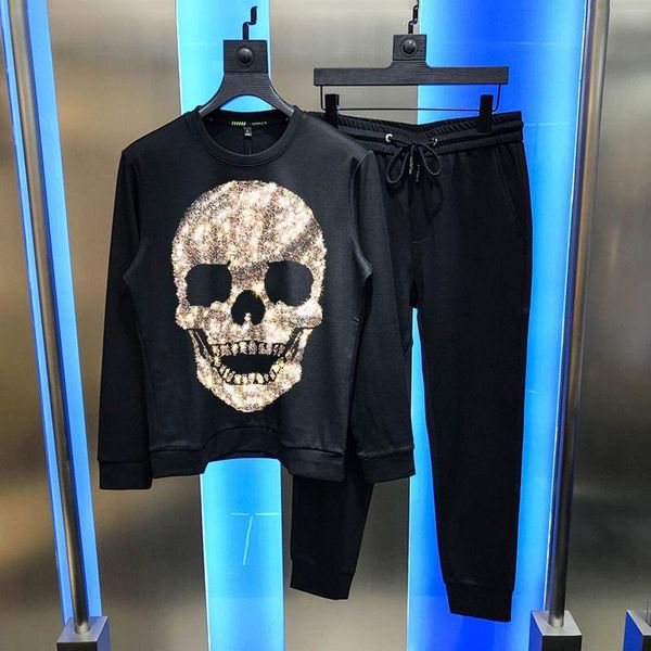 men's tracksuits sets loose pants + hoodie personality diamond shiny skull track suit thickened sweatshirt autumn winter, Gray
men's tracksuits sets loose pants + hoodie personality diamond shiny skull track suit thickened sweatshirt autumn winter, Gray
