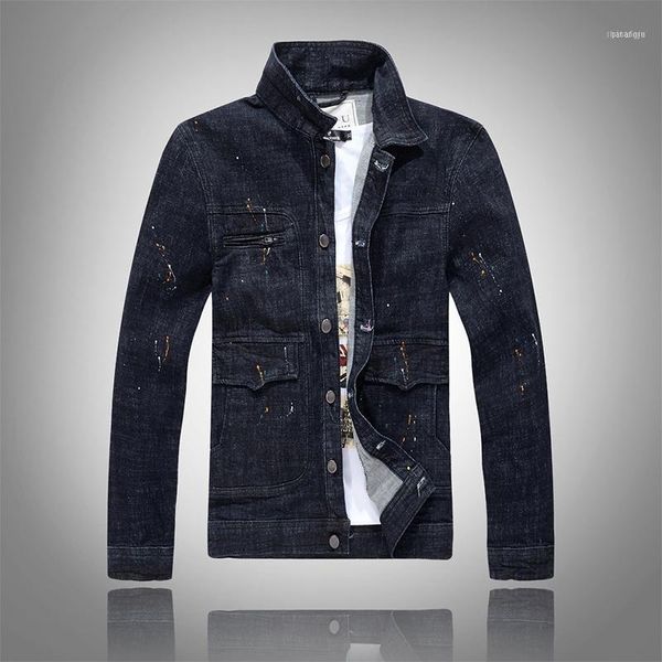 men denim jackets slim male washed jean coats black ink splash long sleeve spring and autumn outerwear fashion street1, Black;brown
men denim jackets slim male washed jean coats black ink splash long sleeve spring and autumn outerwear fashion street1, Black;brown