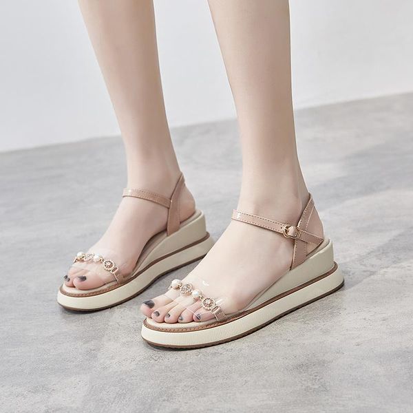 women sandals transparent pu cool shoes summer clear chaussures femme pearl wedges sandalias mujer, Black
women sandals transparent pu cool shoes summer clear chaussures femme pearl wedges sandalias mujer, Black
