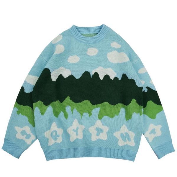 men's sweaters mens harajuku cartoon landdscape winter oversized couple knitwear male casual loose vintage kawaii pullover, White;black
men's sweaters mens harajuku cartoon landdscape winter oversized couple knitwear male casual loose vintage kawaii pullover, White;black