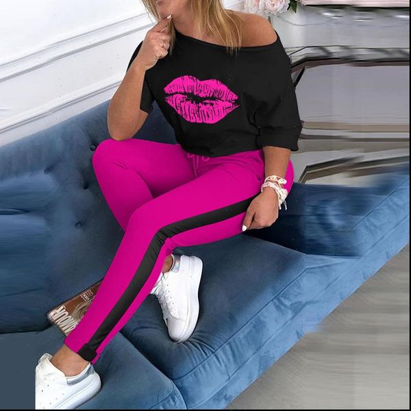 tracksuit lips print women tracksuits off shoulder sweatpants two piece set summer casual outfits jogger overalls clothes, Gray
tracksuit lips print women tracksuits off shoulder sweatpants two piece set summer casual outfits jogger overalls clothes, Gray