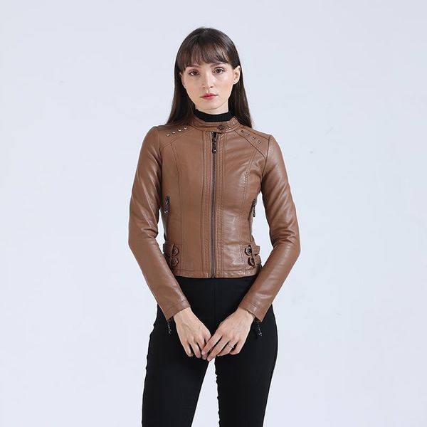 women's leather & faux soft motorcycl pu jackets for women coats plus velvet fashion rivets slim design long sleeve casual streetwear, Black
women's leather & faux soft motorcycl pu jackets for women coats plus velvet fashion rivets slim design long sleeve casual streetwear, Black