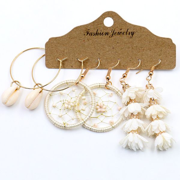 bohemian original style 9-piece charm earrings retro personality wild seaside holiday shell earring weaving dream beads net cloth flower ear, Golden
bohemian original style 9-piece charm earrings retro personality wild seaside holiday shell earring weaving dream beads net cloth flower ear, Golden