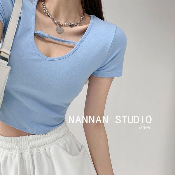 women's t-shirt easycore 2021 arrival slim tied v-neck crop girl open-navel petite, White
women's t-shirt easycore 2021 arrival slim tied v-neck crop girl open-navel petite, White
