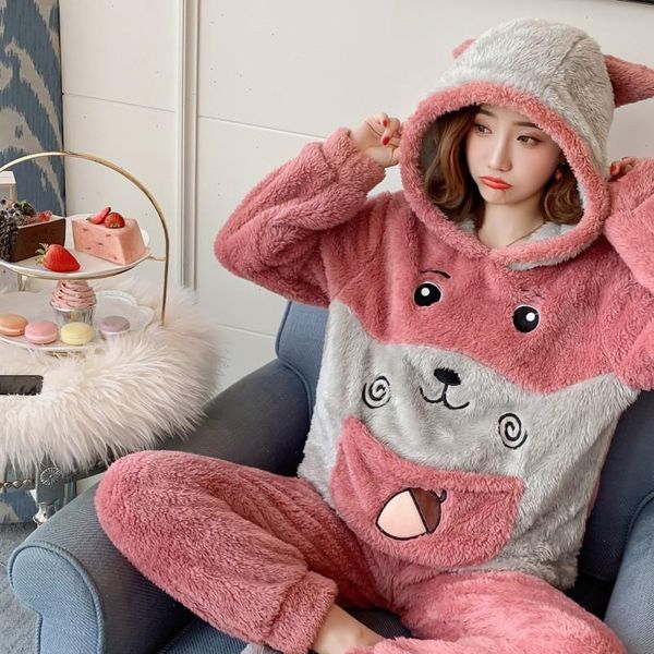 cute pajamas set 2 womens sleepwears pieces warm winter thick coral fleece hooded cartoon girl homewear animal nightie, Black;red
cute pajamas set 2 womens sleepwears pieces warm winter thick coral fleece hooded cartoon girl homewear animal nightie, Black;red