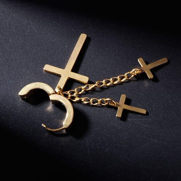 1pc design punk earrings cross pendant dangle long drop chain tassel titanium steel women men jewelry charms brincos hanging stud, Golden;silver
1pc design punk earrings cross pendant dangle long drop chain tassel titanium steel women men jewelry charms brincos hanging stud, Golden;silver