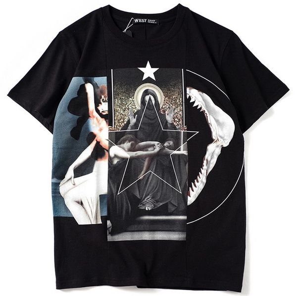 factory3ju0 stitching new star summer luxury shark designer print short sleeve men women fashion black casual cotton sport, White;black
factory3ju0 stitching new star summer luxury shark designer print short sleeve men women fashion black casual cotton sport, White;black