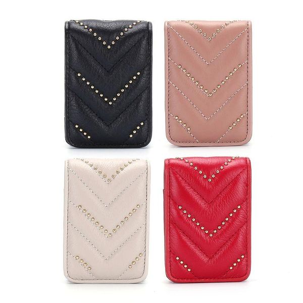 women genuine leather mini lipstick pocket rivets studded makeup bag with mirror cosmetic bags & cases
women genuine leather mini lipstick pocket rivets studded makeup bag with mirror cosmetic bags & cases