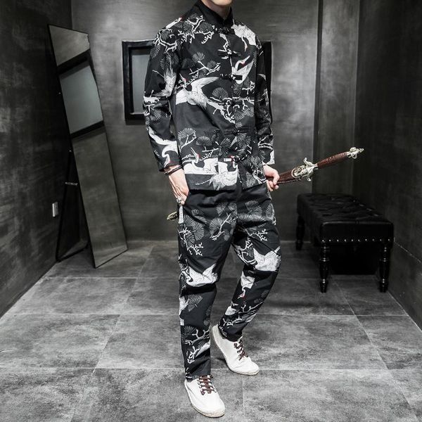 men's tracksuits traditional chinese style parten printed man clothes set long sleeve jacket two piece and pants mandarin collar sets 5, Gray
men's tracksuits traditional chinese style parten printed man clothes set long sleeve jacket two piece and pants mandarin collar sets 5, Gray