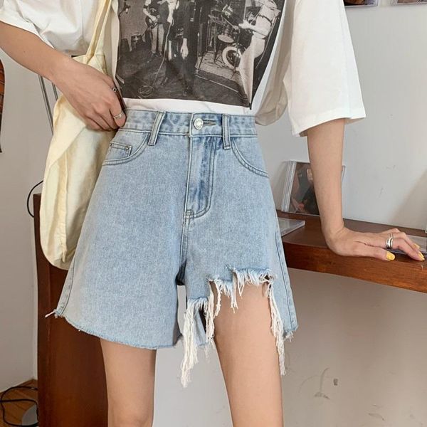 women's jeans summer 2021 style simple casual all-match tassel irregular hole wide leg high waist loose denim shorts pants, Blue
women's jeans summer 2021 style simple casual all-match tassel irregular hole wide leg high waist loose denim shorts pants, Blue