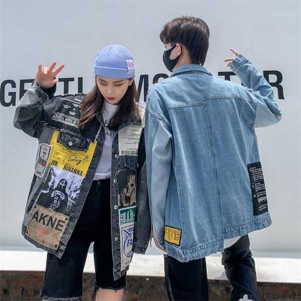 women's jackets stitched denim jacket 2021 spring and autumn loose short print bf harajuku fashion couple's dress, Black;brown
women's jackets stitched denim jacket 2021 spring and autumn loose short print bf harajuku fashion couple's dress, Black;brown