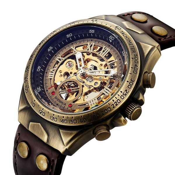 wristwatches vintage mechanical automatic watch men steampunk skeleton self winding retro leather wristwatch male clock montre homme, Slivery;brown
wristwatches vintage mechanical automatic watch men steampunk skeleton self winding retro leather wristwatch male clock montre homme, Slivery;brown