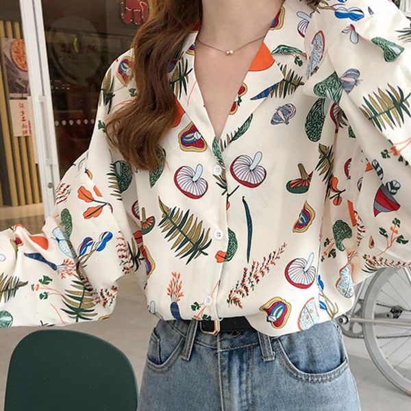 pring fruit and womens shirts vegetable print blouse women chic notched chiffon casual button up, White
pring fruit and womens shirts vegetable print blouse women chic notched chiffon casual button up, White