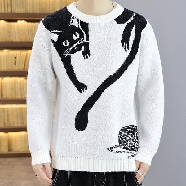 men's sweaters cartoon cat sweater men jumper winter pullover hip hop crew neck mens clothes harajuku knitted plus size 2xl 3xl, White;black
men's sweaters cartoon cat sweater men jumper winter pullover hip hop crew neck mens clothes harajuku knitted plus size 2xl 3xl, White;black