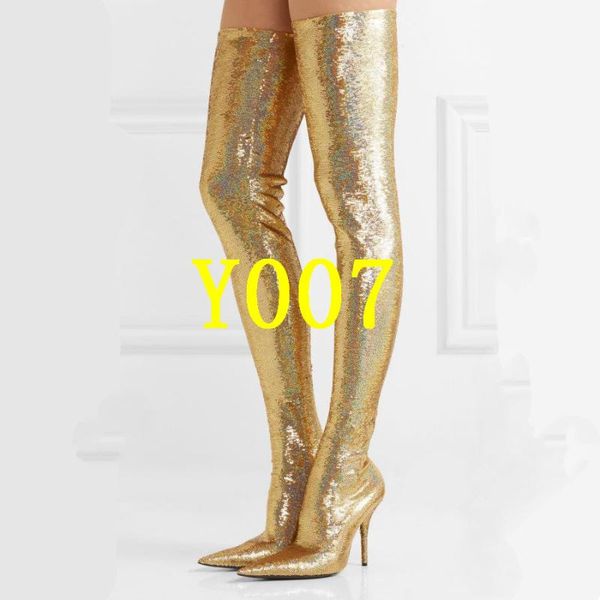 boots women bling thigh high heels pointed toe stilettos crotch long over the knee silver gold ladies shoes, Black
boots women bling thigh high heels pointed toe stilettos crotch long over the knee silver gold ladies shoes, Black