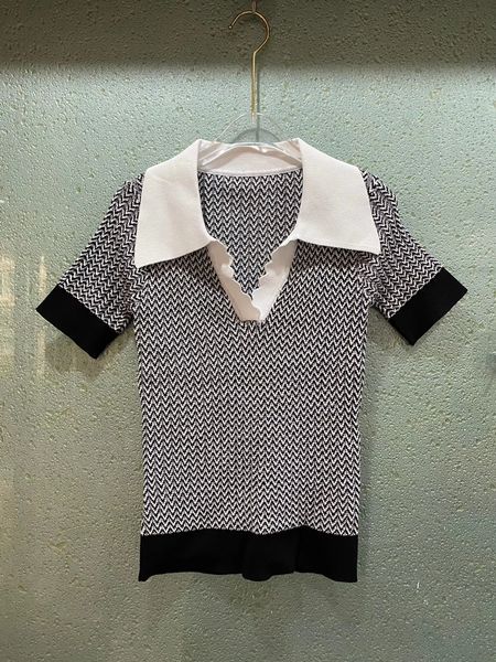 2021 Summer Brand Same Style Sweaters Lapel Neck Regular Short Sleeve BLack Blue Women Clothes Sc, White;black
2021 Summer Brand Same Style Sweaters Lapel Neck Regular Short Sleeve BLack Blue Women Clothes Sc, White;black