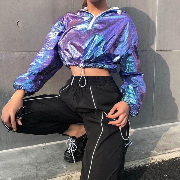 women's jackets women jazz dance street clothing rave outfit holographic jacket short hooded neon crop top, Black;brown
women's jackets women jazz dance street clothing rave outfit holographic jacket short hooded neon crop top, Black;brown