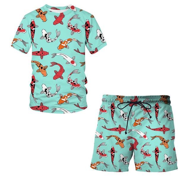 men's tracksuits summer 3d koi printed t-shirt shorts set sportswear tracksuit o neck short sleeve clothing suit men, Gray
men's tracksuits summer 3d koi printed t-shirt shorts set sportswear tracksuit o neck short sleeve clothing suit men, Gray