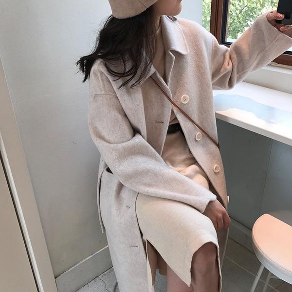 double faced cashmere overcoat women's middle long autumn winter 2021 high-end over knee wool & blends, Black
double faced cashmere overcoat women's middle long autumn winter 2021 high-end over knee wool & blends, Black