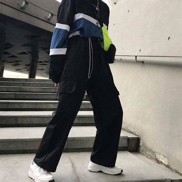 women's pants & capris korean version of punk harajuku hip hop pure black pocket fashion stretch pantalones street 2021, Black;white
women's pants & capris korean version of punk harajuku hip hop pure black pocket fashion stretch pantalones street 2021, Black;white