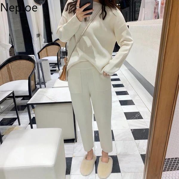 two piece dress neploe casual knit 2 pcs women set o neck pullover long sleeve sweater + high waist hip pocket pants soft conjuntos mujer 48, White
two piece dress neploe casual knit 2 pcs women set o neck pullover long sleeve sweater + high waist hip pocket pants soft conjuntos mujer 48, White