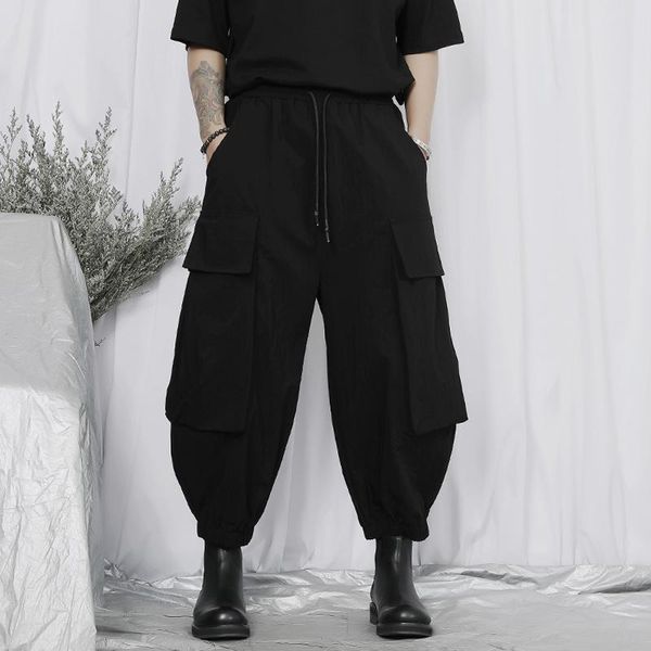 men's pants dark big pocket tie foot casual japanese fashion youth all-around cargo radish, Black
men's pants dark big pocket tie foot casual japanese fashion youth all-around cargo radish, Black