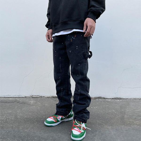 men's jeans european american street style fashion men painted designer loose fit casual wide leg denim pants hip hop splash, Blue
men's jeans european american street style fashion men painted designer loose fit casual wide leg denim pants hip hop splash, Blue