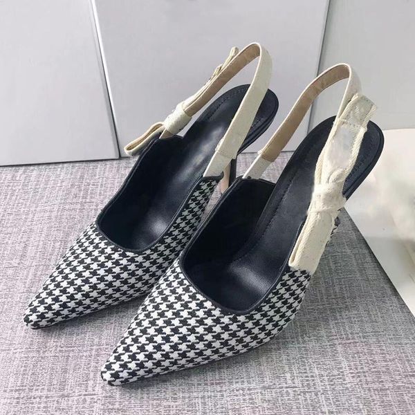 fashion bow high heels summer women's sandals pointed toe small fragrance houndstooth baotou word sweet office shoes, Black
fashion bow high heels summer women's sandals pointed toe small fragrance houndstooth baotou word sweet office shoes, Black