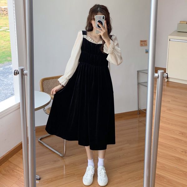 woman dress long sleeve korean chic ruffles square collar clothing mid-calf casual patchwork a-line summer sweet girl, Black;gray
woman dress long sleeve korean chic ruffles square collar clothing mid-calf casual patchwork a-line summer sweet girl, Black;gray