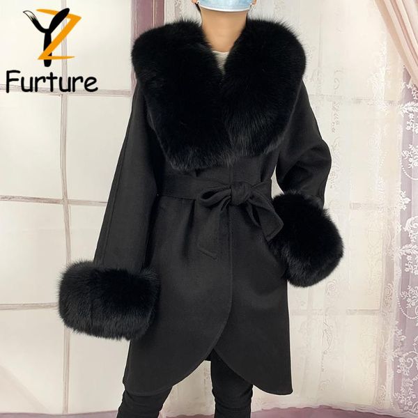 women's fur & faux fashion woolen cloth coat with real collar cuffs 90cm long women winter luxury slim sashes outerwear cashmere blend, Black
women's fur & faux fashion woolen cloth coat with real collar cuffs 90cm long women winter luxury slim sashes outerwear cashmere blend, Black