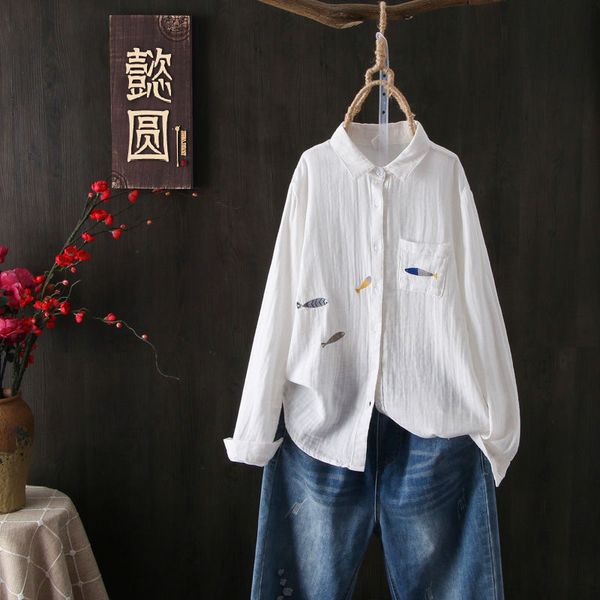 shirts spring arts female style sleeve long embroidered white shirt 100% cotton turn-down collar casual ladies'shirt s574
shirts spring arts female style sleeve long embroidered white shirt 100% cotton turn-down collar casual ladies'shirt s574