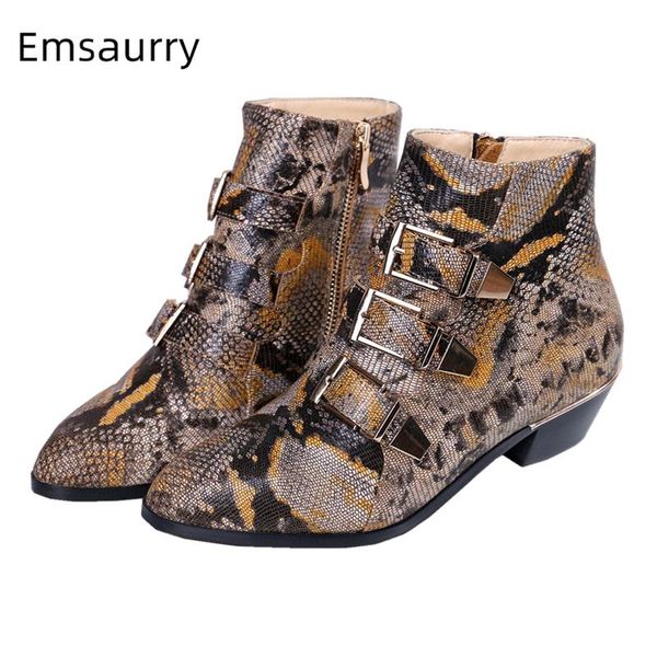 serpentine real leather ankle boots women point toe studded buckle belt side zip punk style winter botas mujer, Black
serpentine real leather ankle boots women point toe studded buckle belt side zip punk style winter botas mujer, Black