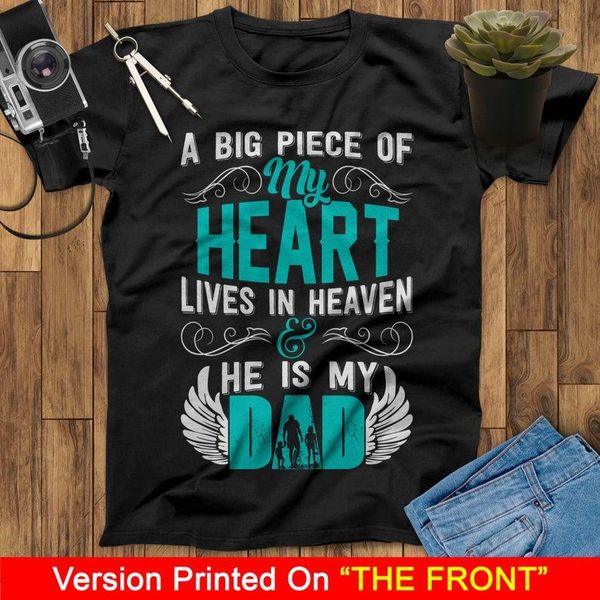 men's t-shirts a big piece of my heart lives in heaven and he is dad guardian angel t shirt for men, White;black
men's t-shirts a big piece of my heart lives in heaven and he is dad guardian angel t shirt for men, White;black