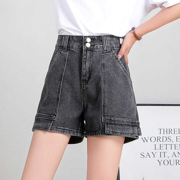 wide leg summer comfortable wide leg denim shorts women's quarter pants, Blue