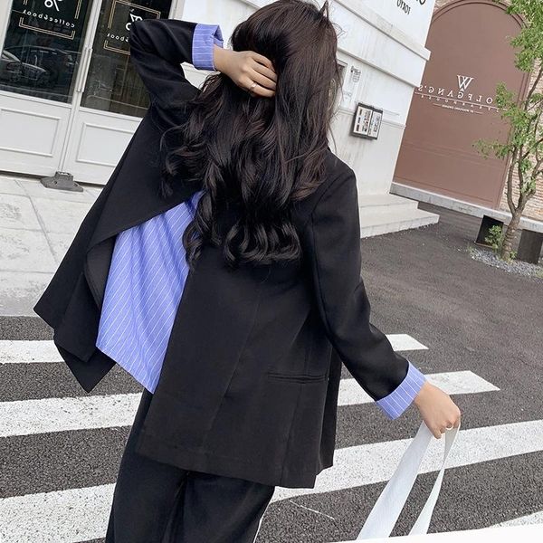 women's suits & blazers blazer jacket 2021 spring and autumn korean loose fake two-piece double breasted stripe stitching suit, White;black
women's suits & blazers blazer jacket 2021 spring and autumn korean loose fake two-piece double breasted stripe stitching suit, White;black