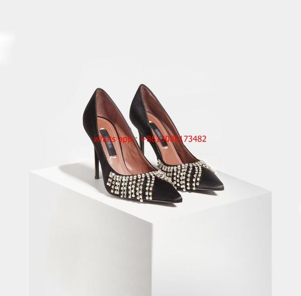brand woman crystal tassel high heel shoes rhinestones stilettos dress, Black
brand woman crystal tassel high heel shoes rhinestones stilettos dress, Black