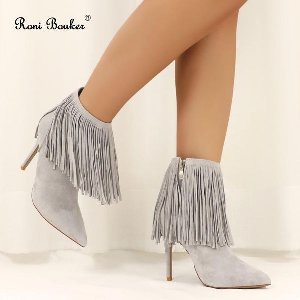 boots roni bouker women genuine leather chic pointed toe shoes woman autumn winter fringe zipper booties ladies high heels gray, Black
boots roni bouker women genuine leather chic pointed toe shoes woman autumn winter fringe zipper booties ladies high heels gray, Black