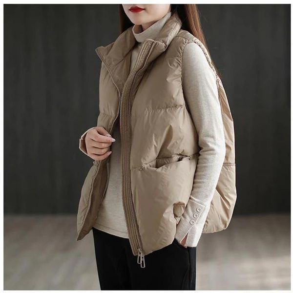 women's vests duck down vest women solid warm thick ladies casual sleeveless jackets stand collar zipper winter waistcoat for female, Black;white
women's vests duck down vest women solid warm thick ladies casual sleeveless jackets stand collar zipper winter waistcoat for female, Black;white
