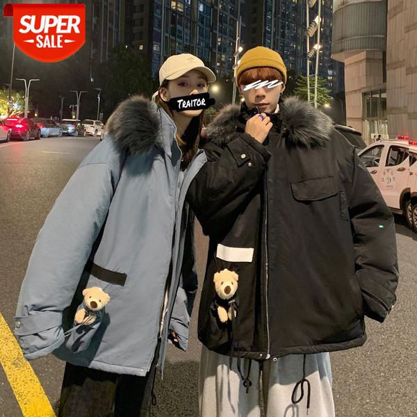 men's cotton-padded jacket loose big fur collar hooded wild bear couple padded #p27y, Black;brown
men's cotton-padded jacket loose big fur collar hooded wild bear couple padded #p27y, Black;brown