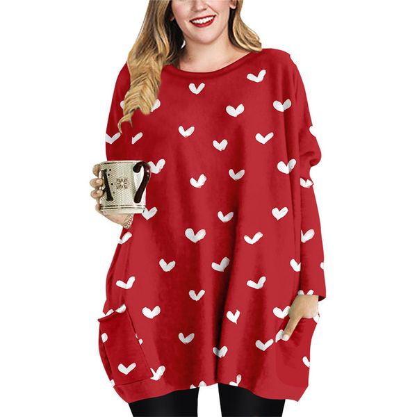 spring and autumn peach heart print long pocket t-shirt xl female element round neck dress, Black;gray
spring and autumn peach heart print long pocket t-shirt xl female element round neck dress, Black;gray