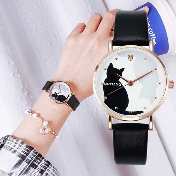 casual leather strap wrist watches luxury quartz fashion women bracelet set cat pattern black watch ladies clock wristwatches, Slivery;brown
casual leather strap wrist watches luxury quartz fashion women bracelet set cat pattern black watch ladies clock wristwatches, Slivery;brown