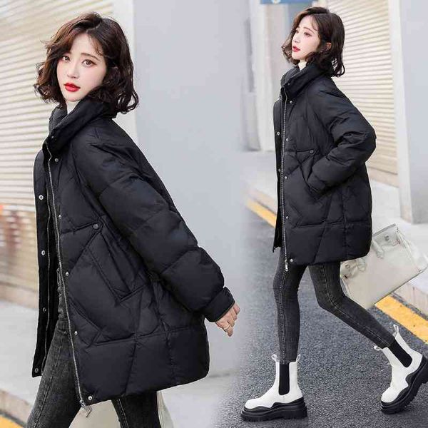 2021 winter new small light down jacket women's medium and long size fashion slim white duck trend, Black
2021 winter new small light down jacket women's medium and long size fashion slim white duck trend, Black