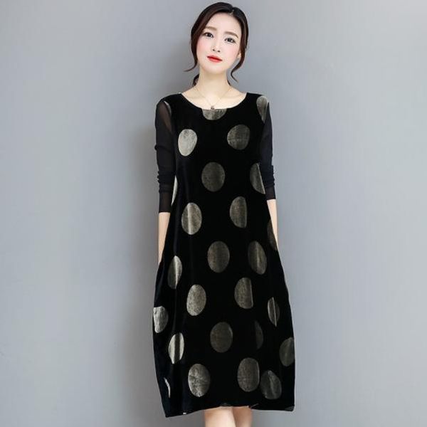 casual dresses 2021 autumn loose dress women hit color polka dot velvet ladies plus size mesh long sleeve vestidos robe femme aq372, Black;gray
casual dresses 2021 autumn loose dress women hit color polka dot velvet ladies plus size mesh long sleeve vestidos robe femme aq372, Black;gray