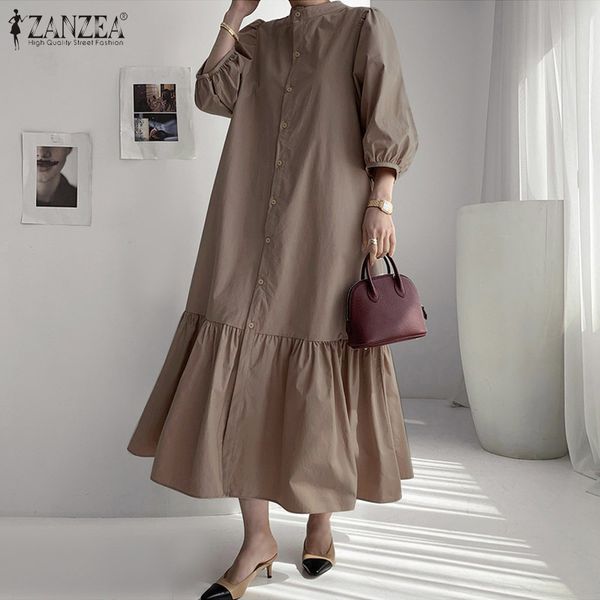 fashion women autumn sundress zanzea elegant puff sleeve ruffles hem dress casual buttons down loose vestido party dresses robe, Black;gray
fashion women autumn sundress zanzea elegant puff sleeve ruffles hem dress casual buttons down loose vestido party dresses robe, Black;gray