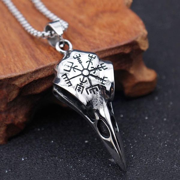 pendant necklaces punk goth odin crow skull necklace men women viking compass bird stainless steel norse talisman jewelry wholesale, Silver
pendant necklaces punk goth odin crow skull necklace men women viking compass bird stainless steel norse talisman jewelry wholesale, Silver