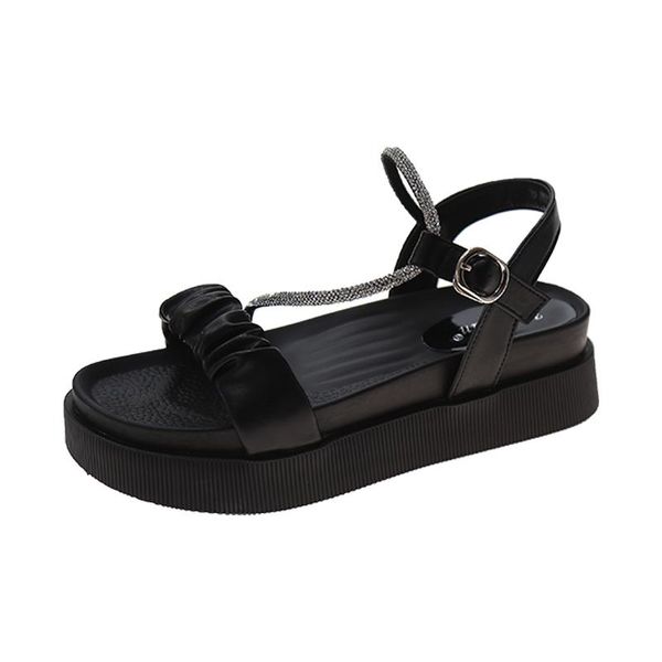 women's sandals, fashionable and simple pleated upper, rhinestones embellished with elegant flat sole casual sandals, Black
women's sandals, fashionable and simple pleated upper, rhinestones embellished with elegant flat sole casual sandals, Black